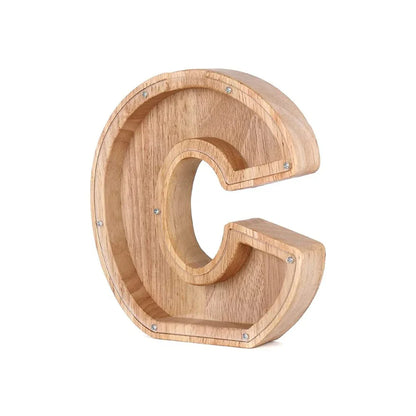 Stylish Wooden Alphabet Piggy Bank with Transparent Window for Easy Viewing