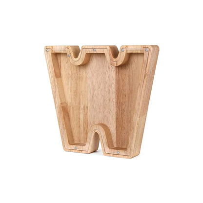 Stylish Wooden Alphabet Piggy Bank with Transparent Window for Easy Viewing