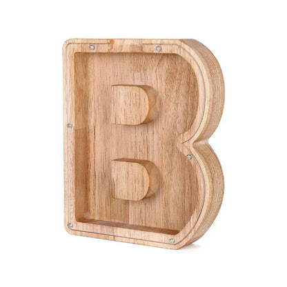 Stylish Wooden Alphabet Piggy Bank with Transparent Window for Easy Viewing