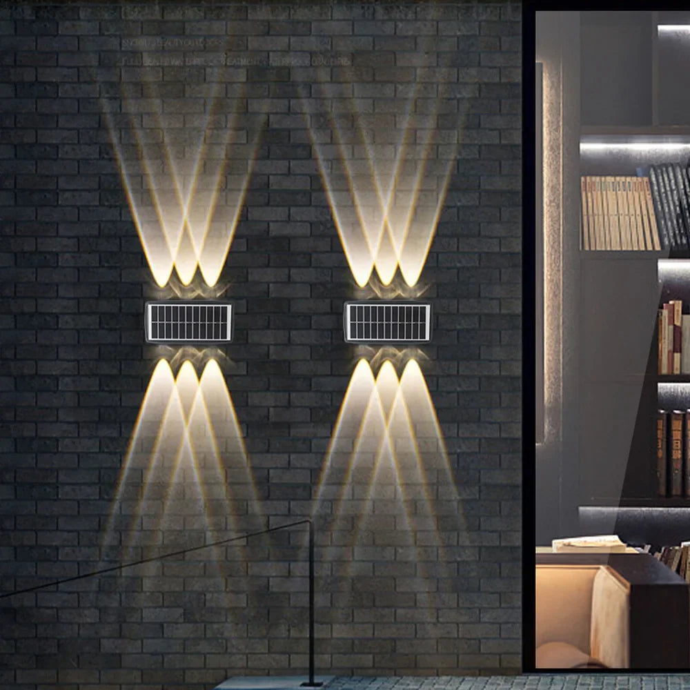 Modern Solar LED Wall Light with Up & Down Lighting Effect – Outdoor Garden and Patio Lighting