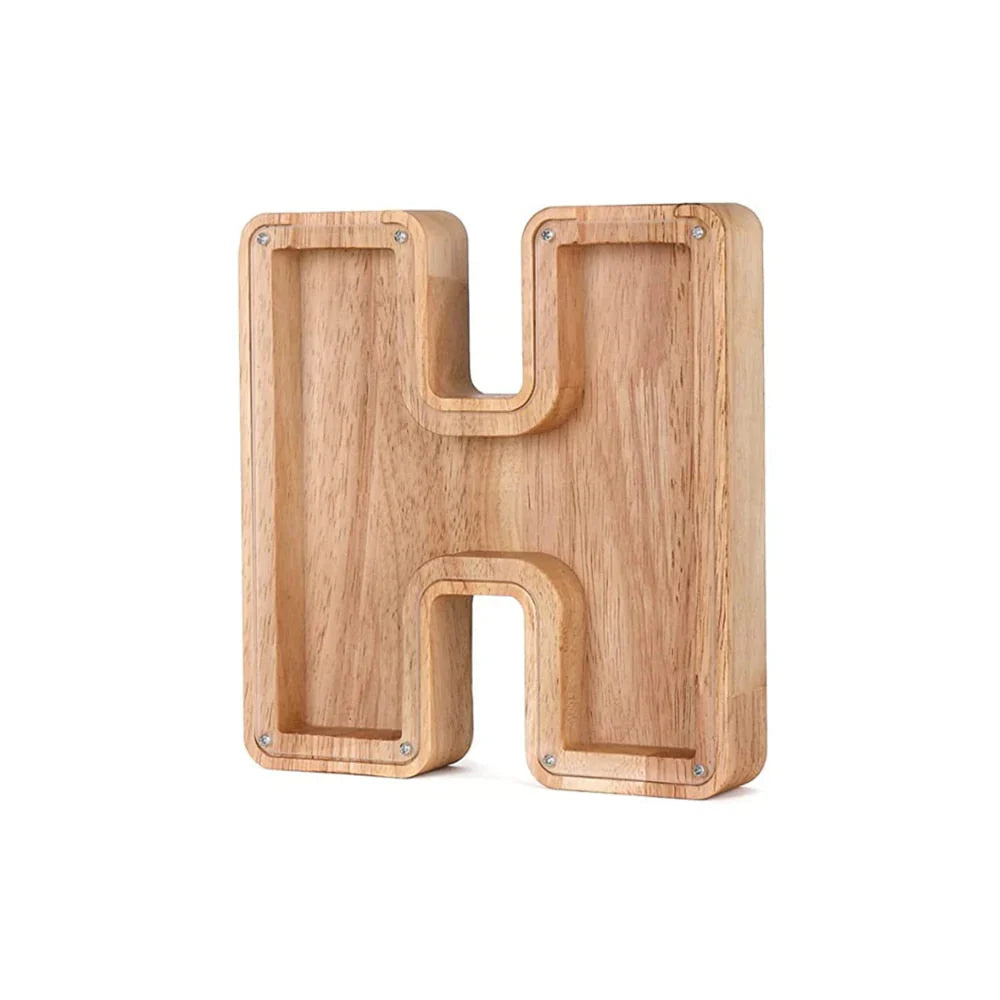 Stylish Wooden Alphabet Piggy Bank with Transparent Window for Easy Viewing