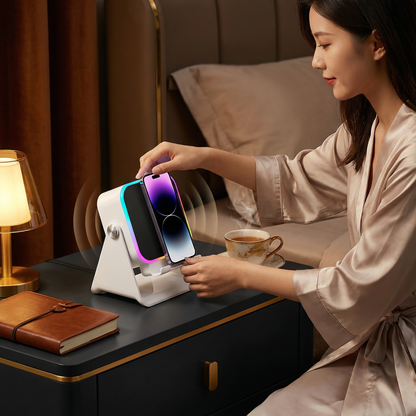 Multifunctional Bluetooth Speaker – With Lighting, Wireless Charging and Adjustable Phone Holder