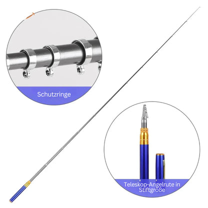 Portable Compact Fishing Set with Telescopic Rod - Travel-Friendly Fishing Gear