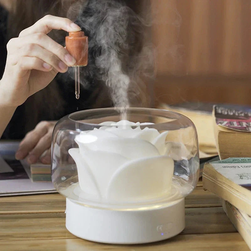 Ultrasonic Aromatherapy Diffuser – Elegant Humidifier with LED Lights and Essential Oil Function