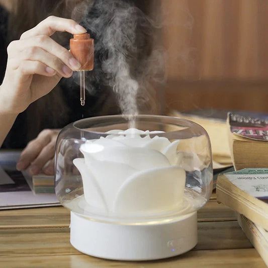 Ultrasonic Aromatherapy Diffuser – Elegant Humidifier with LED Lights and Essential Oil Function