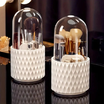 Elegant Makeup Brush Organizer with Protective Dome Cover