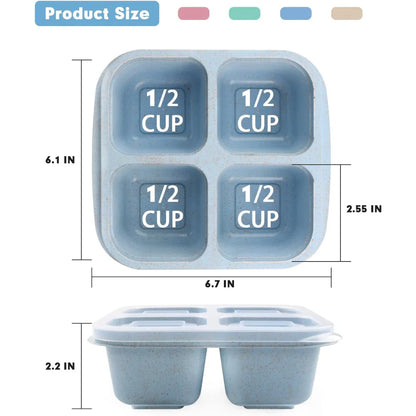 Bento-Style 4-Compartment Meal Prep Containers – Set of 4 Reusable Food Storage Boxes