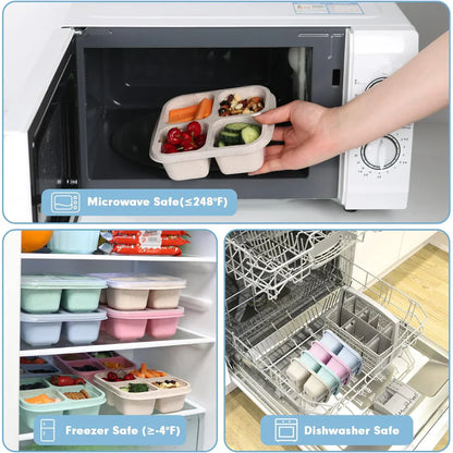 Bento-Style 4-Compartment Meal Prep Containers – Set of 4 Reusable Food Storage Boxes