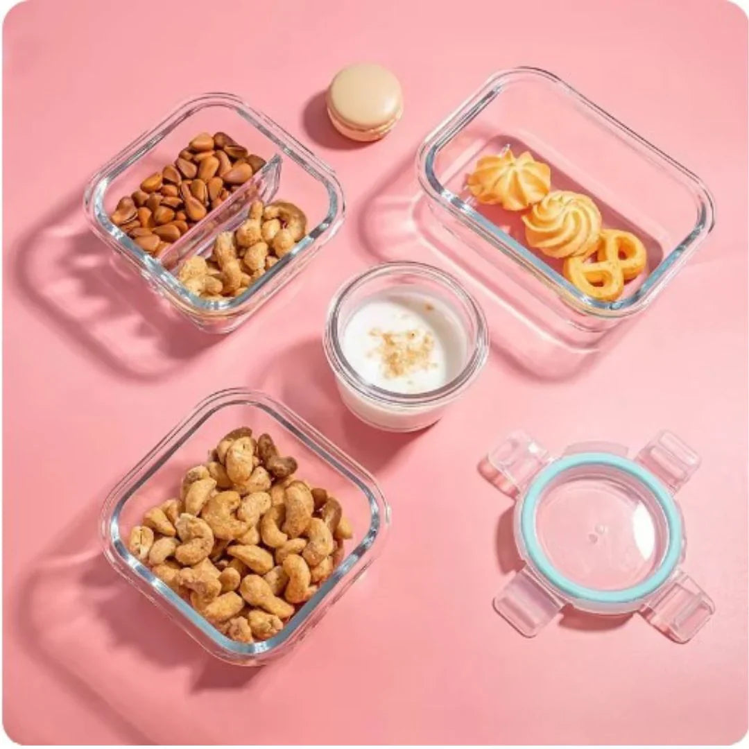 Airtight Glass Food Storage Containers Set – Lidded Meal Prep Jars for Kitchen Organization