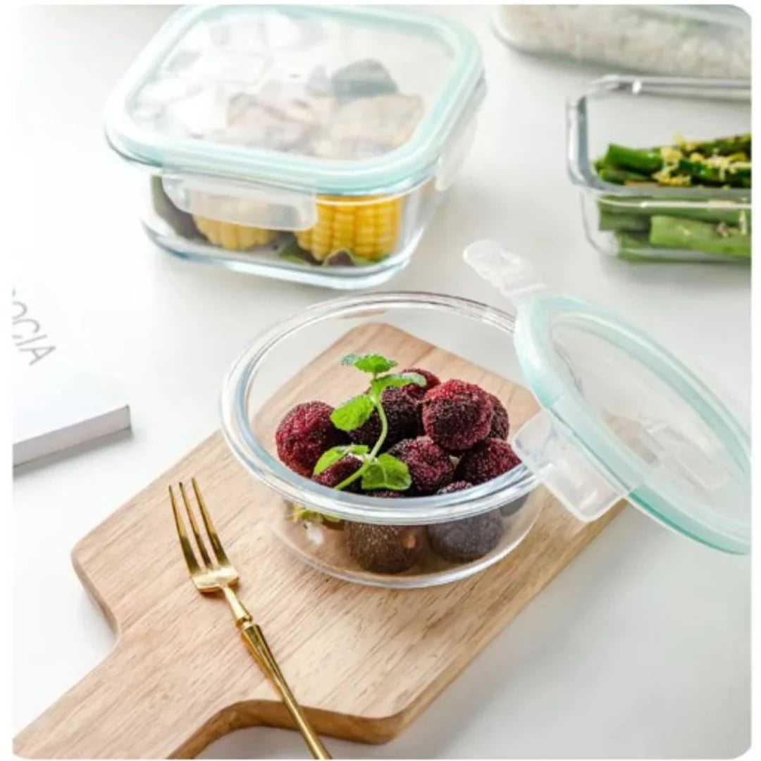 Airtight Glass Food Storage Containers Set – Lidded Meal Prep Jars for Kitchen Organization