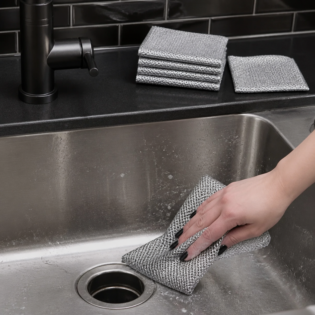 Reusable Non-Scratch Wire Dishcloths for Multipurpose Kitchen Cleaning