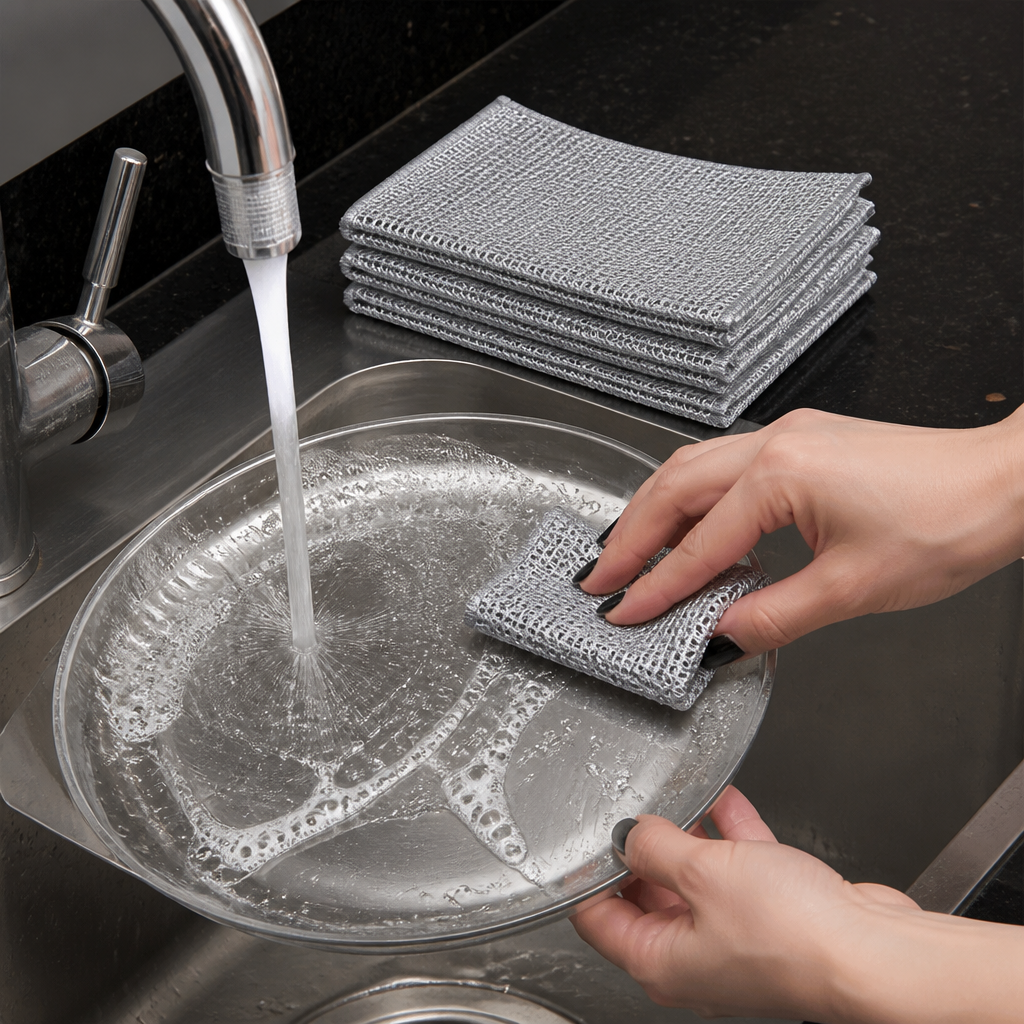 Reusable Non-Scratch Wire Dishcloths for Multipurpose Kitchen Cleaning