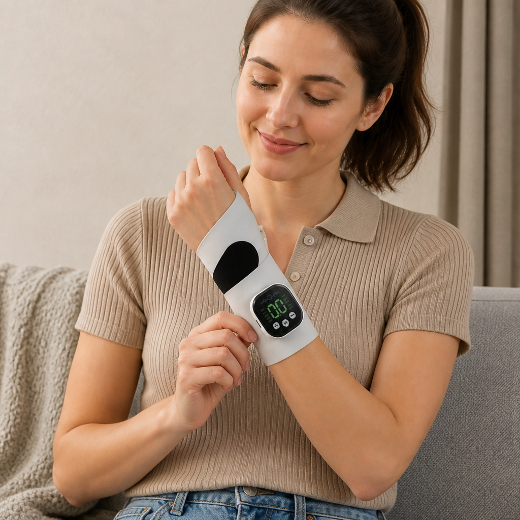 EMS Hand & Wrist Massager with 10 Modes for Pain Relief