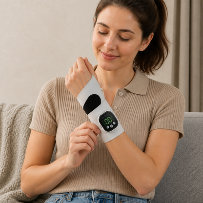EMS Hand & Wrist Massager with 10 Modes for Pain Relief