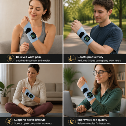 EMS Hand & Wrist Massager with 10 Modes for Pain Relief