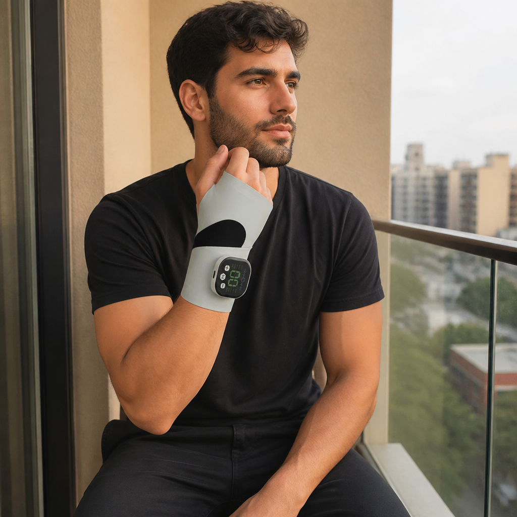 EMS Hand & Wrist Massager with 10 Modes for Pain Relief