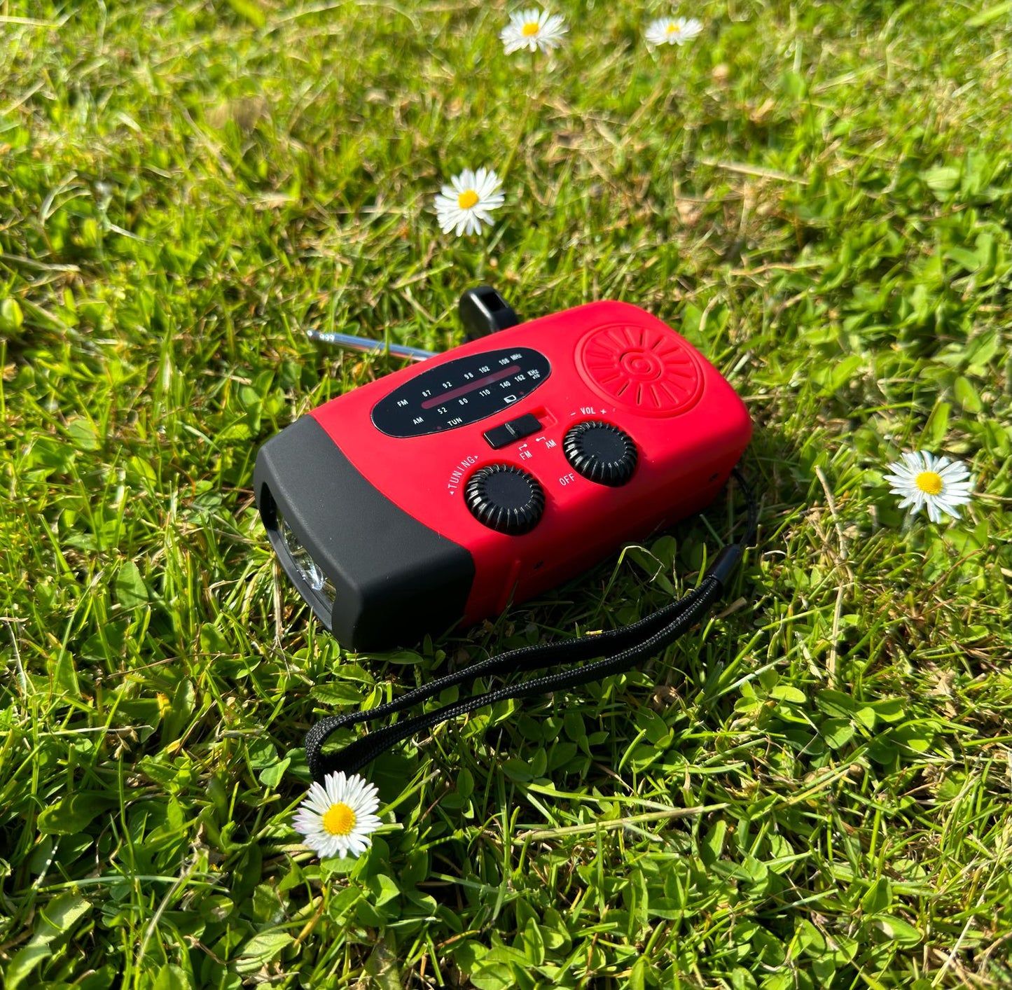 Solar-Powered Emergency Radio with Hand Crank - Portable Dynamo Radio with Power Bank and LED Flashlight