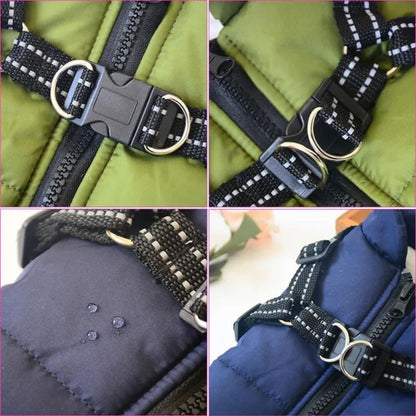 Wind- and Waterproof Jacket for Dogs with Harness