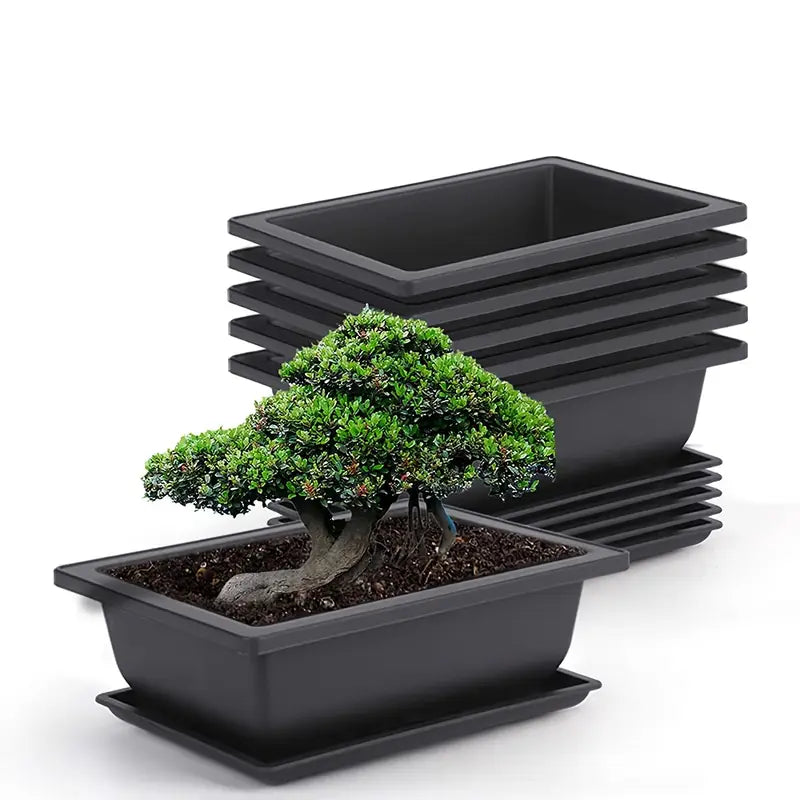Rectangular Flower Pot with Tray – Durable Plant Container for Garden and Balcony