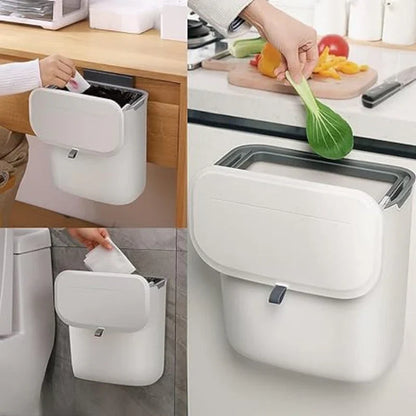 Compact Wall-Mounted Waste Bin – Swiveling Trash Bin for Kitchen, Bathroom, and Office Use