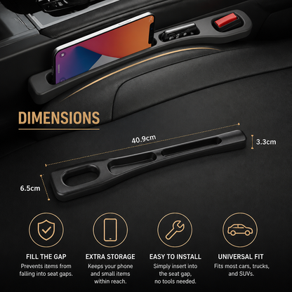 Universal Car Seat Gap Filler with Storage Function for a Cleaner Interior
