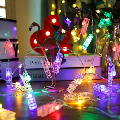 LED Photo Clip String Lights with Battery Power – Colour-Changing Lights for Displaying Photos and Decoration