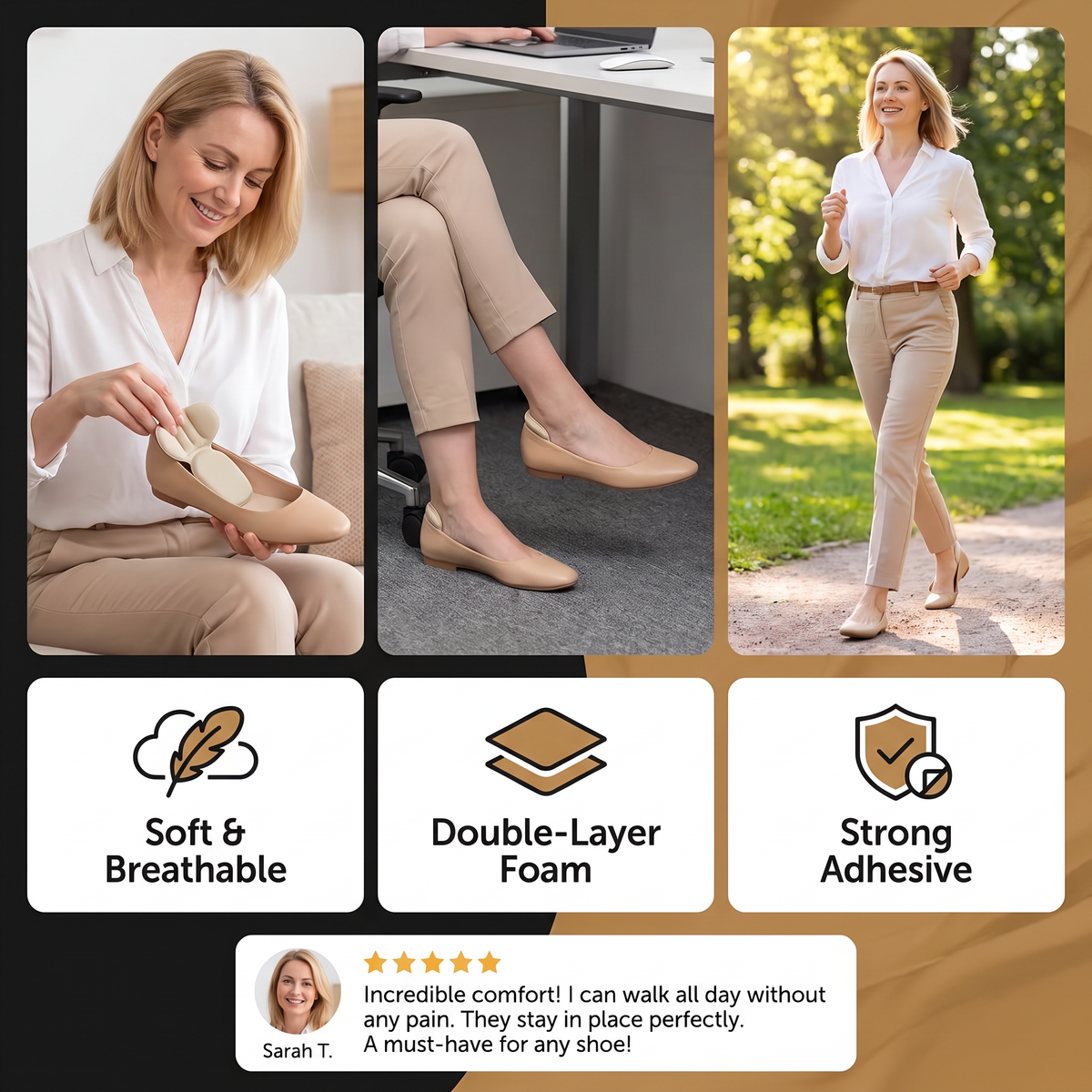Soft & Breathable Double-Layer Foam Heel Cushions