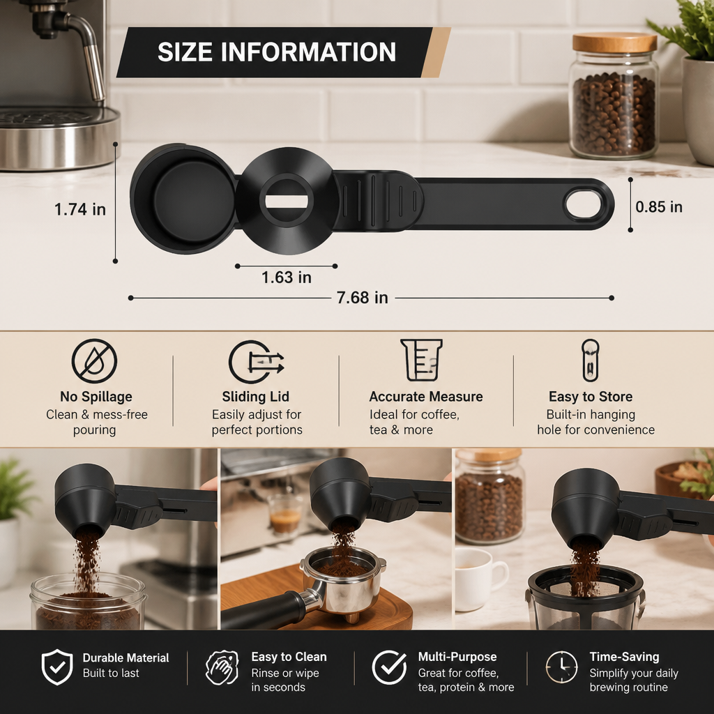 Multi Purpose Measuring Scoop with Sliding Lid for Easy Pouring