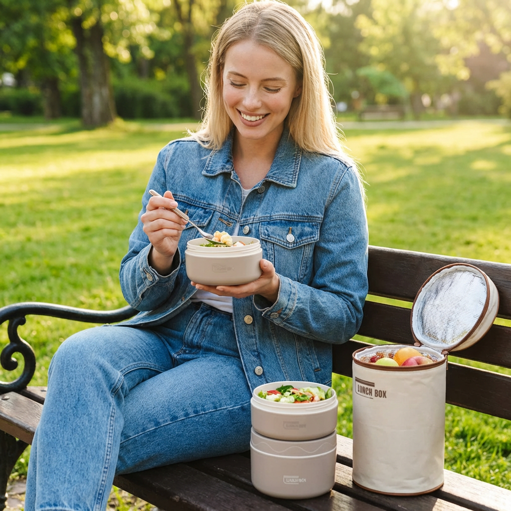 3-Piece Lunch Box Set – Insulated, Leak-Proof & Practical for On-the-Go