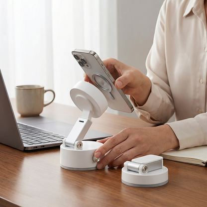 Magnetic Phone Holder with Vacuum Suction Cup – Foldable & Double-Sided, Universal for All Smartphones