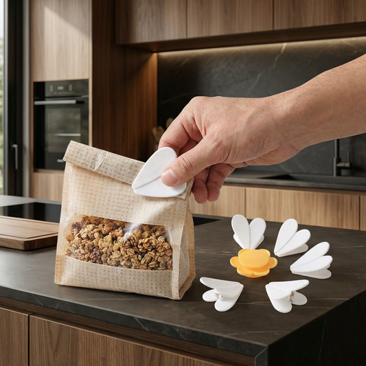 Flower Bag Sealing Clip – For Snacks & Food Storage (4-Pack)
