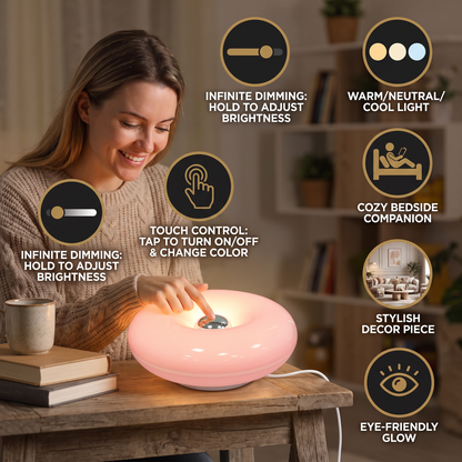 Retro Donut-Shaped LED Lamp with Cozy Ambient Glow