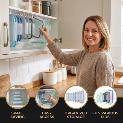 Space-Saving Tupperware Lid Organizer Rack