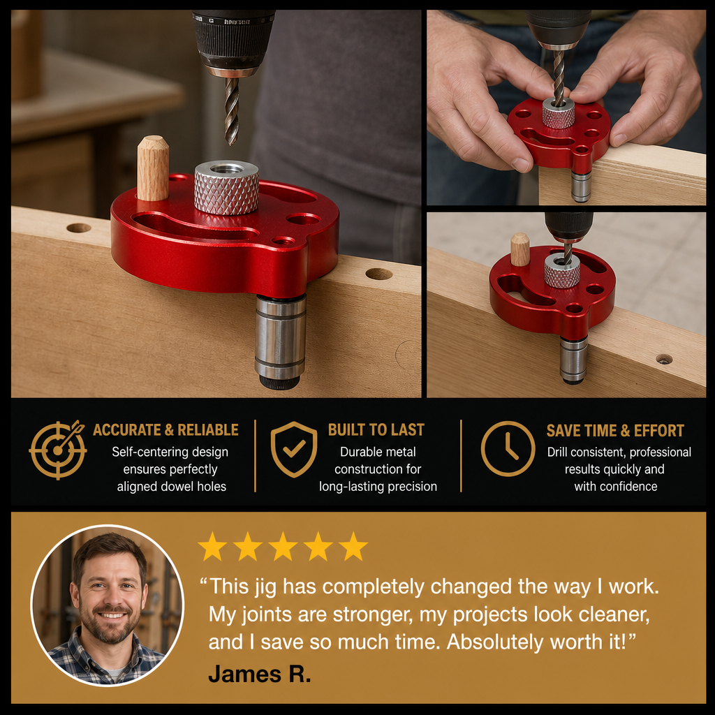 Self-Centering Doweling Jig – Precision Drill Guide