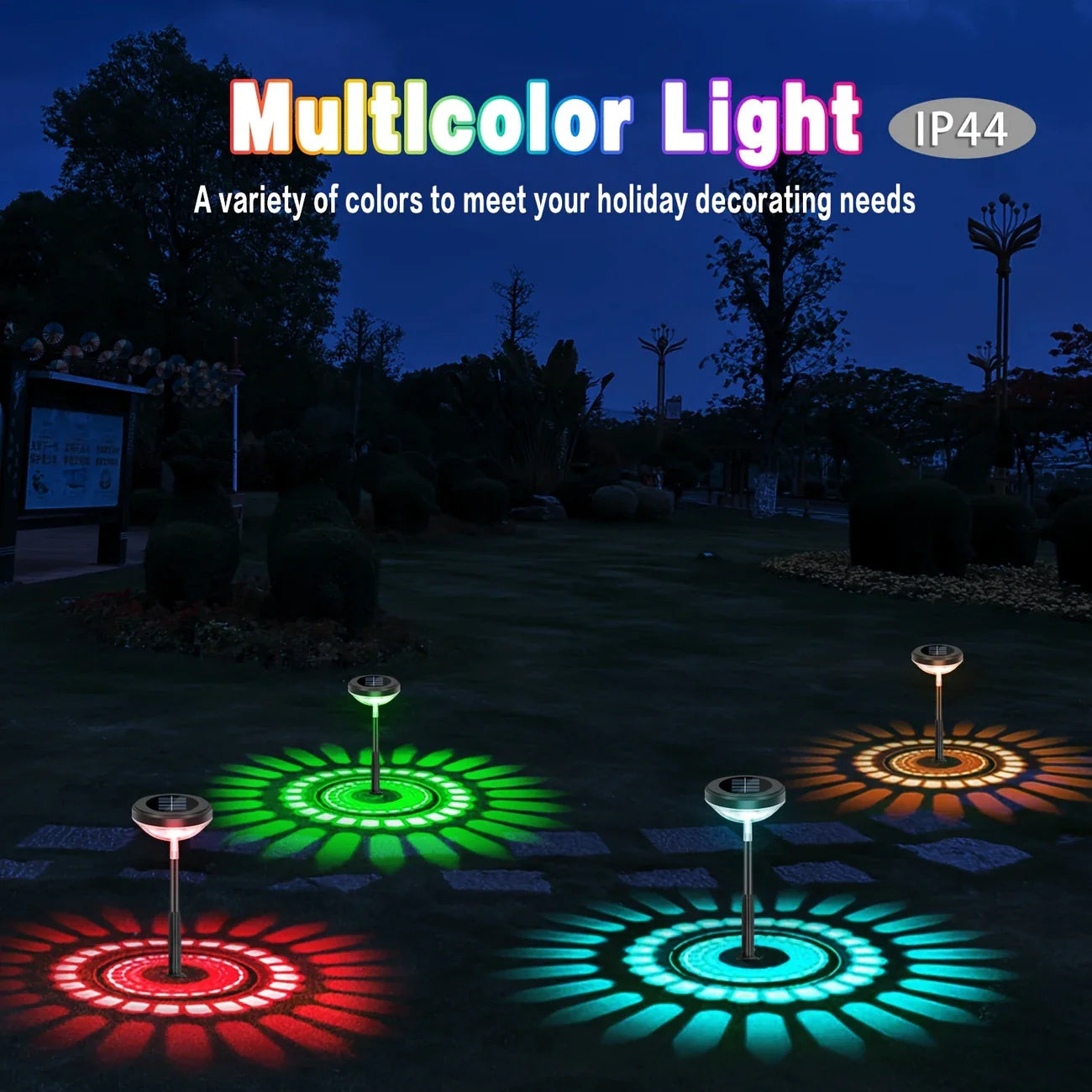Solar LED Garden Lamp with Color-Changing Light – Outdoor Lighting with Floral Pattern