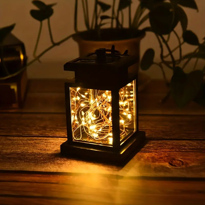 Solar LED Lantern with Hanging Clip and Light Wire – Waterproof Outdoor Lighting for Patio and Balcony