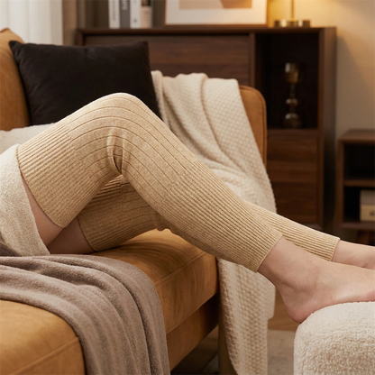 Universal Long Knee Warmers with Thick Faux Fur Lining for Winter