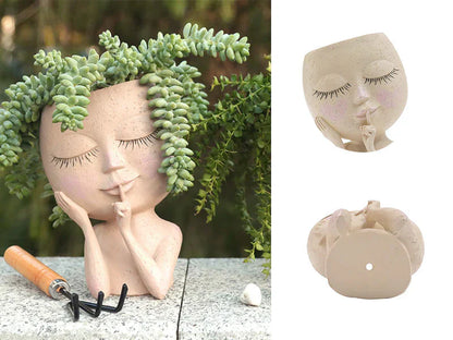 Creative Decorative Flower Pot with Face – Unique Plant Pot for Houseplants and Succulents