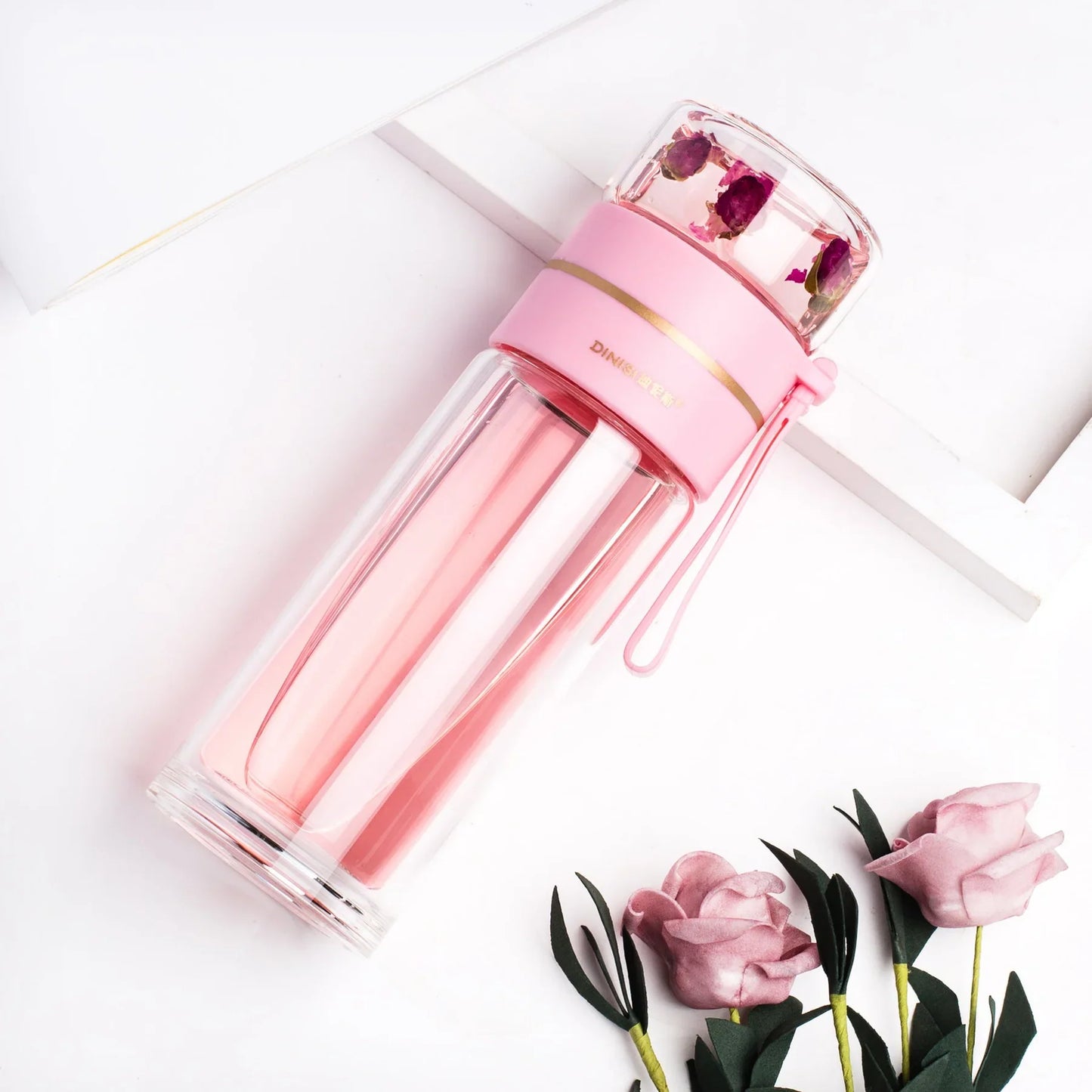 Double-Walled Glass Tea Infuser Bottle with Strainer