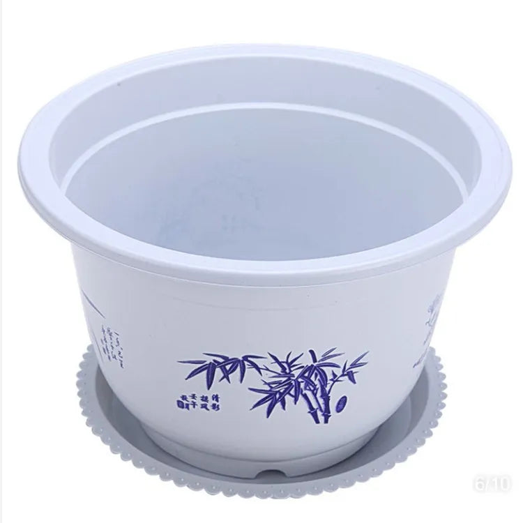 Bamboo-Patterned Plant Pot – Elegant Plastic Flower Container for Garden & Balcony