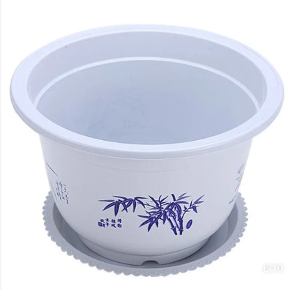 Bamboo-Patterned Plant Pot – Elegant Plastic Flower Container for Garden & Balcony
