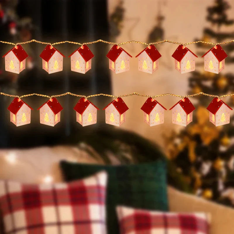 Wooden Christmas Village Houses with LED Lights for Festive Decorations