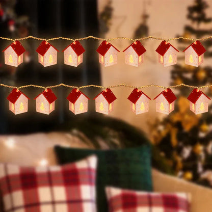 Wooden Christmas Village Houses with LED Lights for Festive Decorations