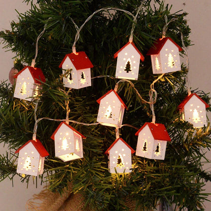 Wooden Christmas Village Houses with LED Lights for Festive Decorations