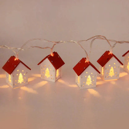 Wooden Christmas Village Houses with LED Lights for Festive Decorations