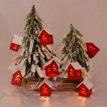 Wooden Christmas Village Houses with LED Lights for Festive Decorations