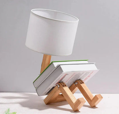 Modern Wooden Table Lamp with Built-in Book Holder – Stylish Lighting for Your Home