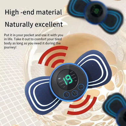 Wireless TENS Pulse Massager | Portable Pain Relief with Remote Control & Gel Pads
