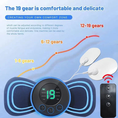 Wireless TENS Pulse Massager | Portable Pain Relief with Remote Control & Gel Pads