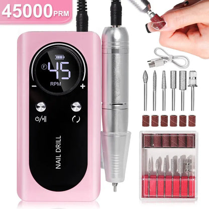 High-Speed 45000rpm Cordless Electric Nail Drill with Quiet Operation for Professional Manicures